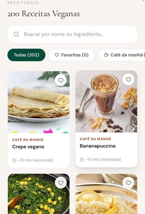 Print do app: receitas de café da manhã