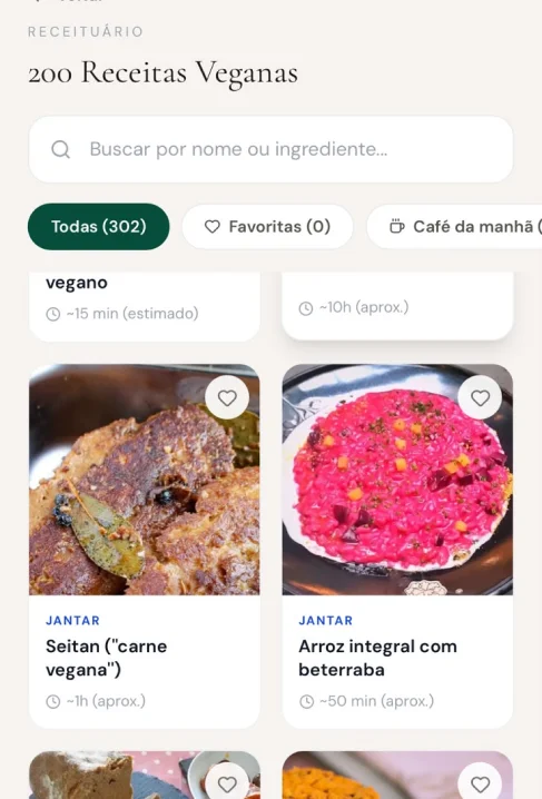 Print do app: receitas de jantar